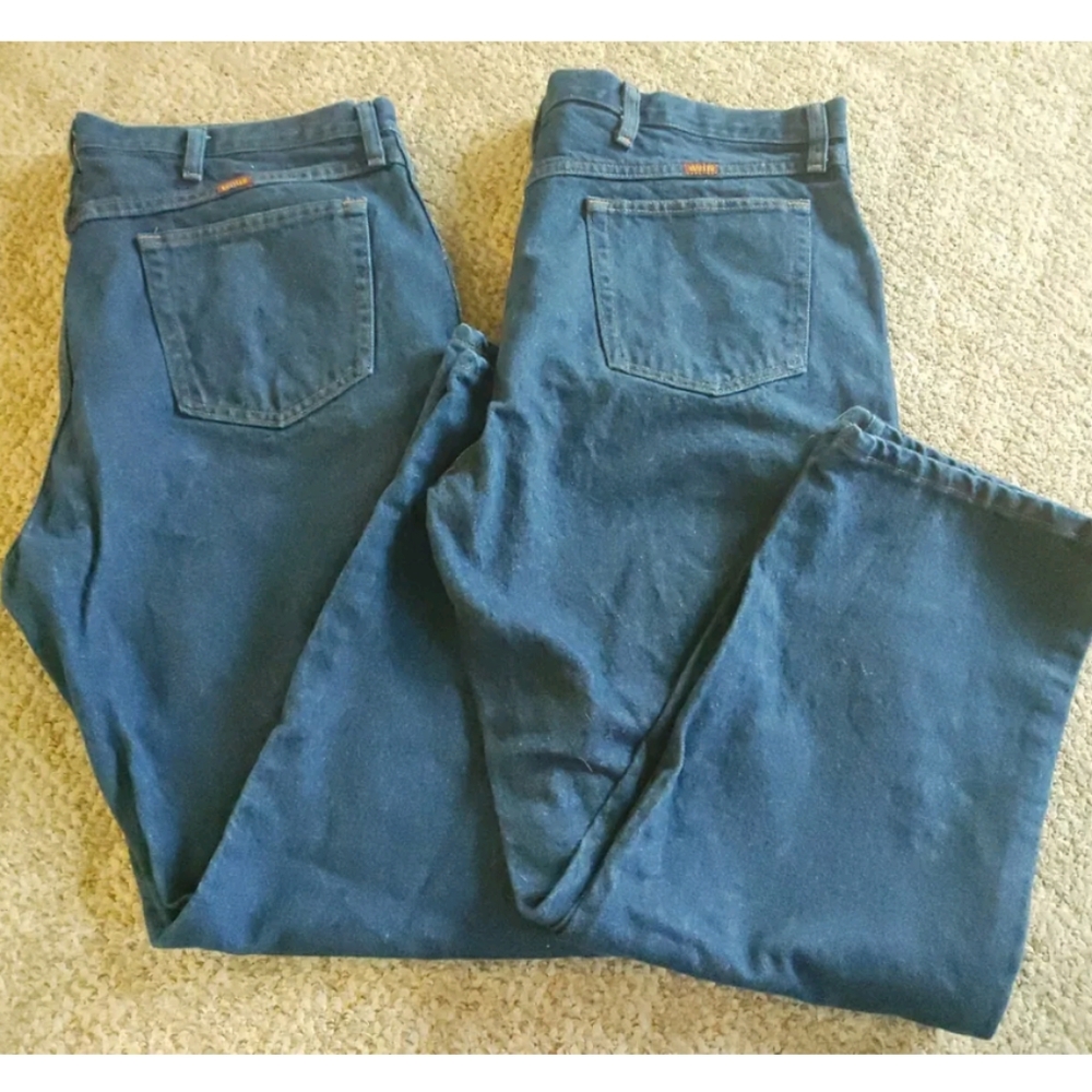 🌹RUSTLER 2 Pair Straight Leg Blue Denim Jeans 40x30